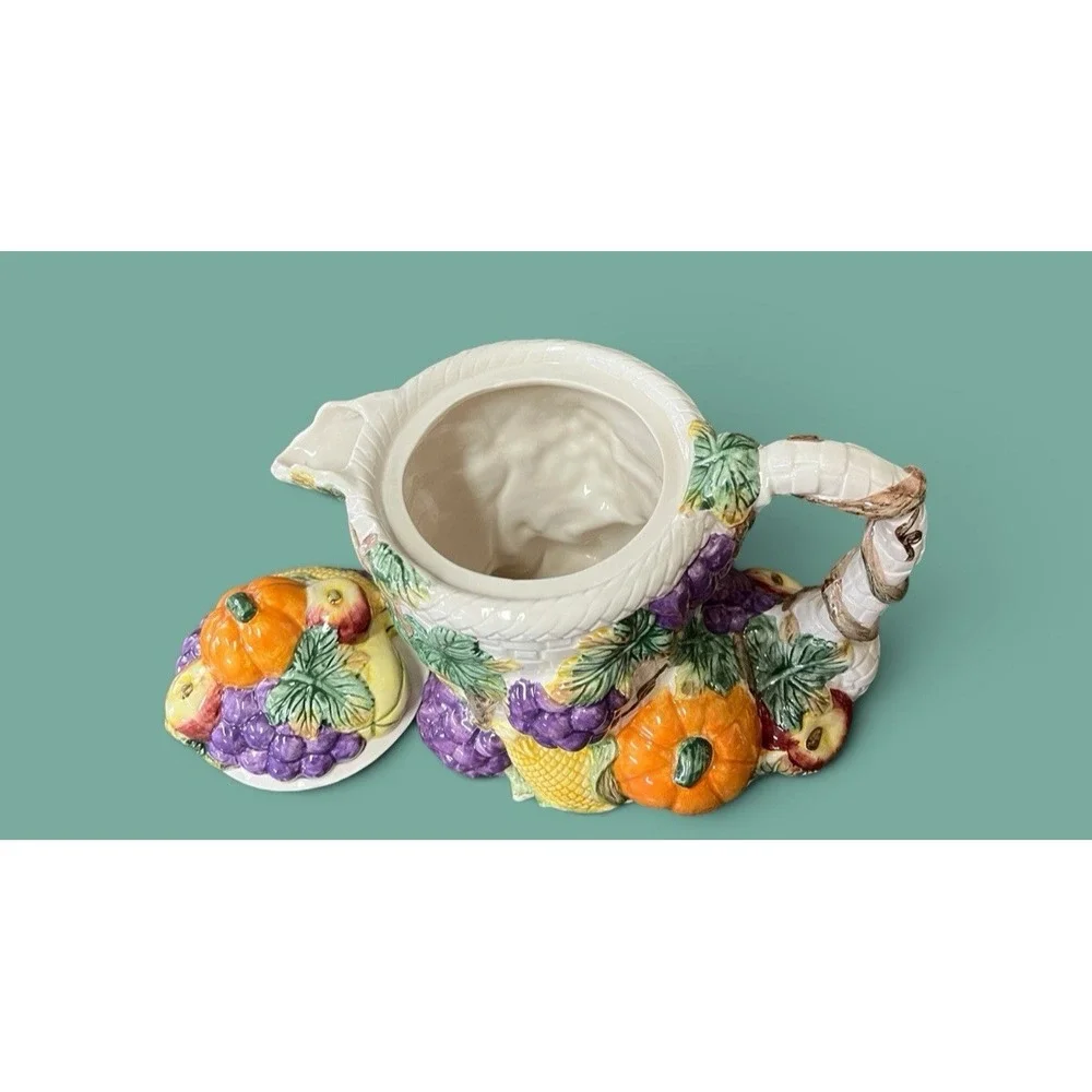 Fitz & Floyd Omnibus Harvest Bounty Cornucopia Ceramic 1993 Teapot Tea Pot 30 OZ
